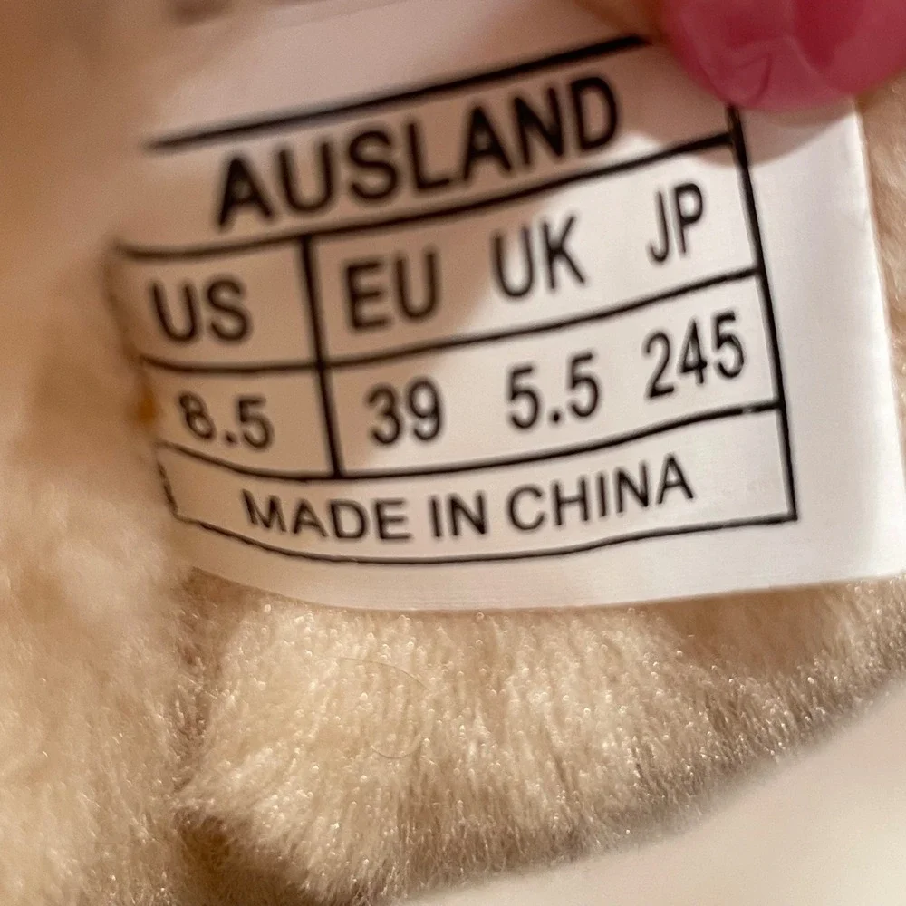 Ausland Women Mid Calf Suede Sheepskin Snow Boots Chestnut Tan Size 8.5 5116 NEW